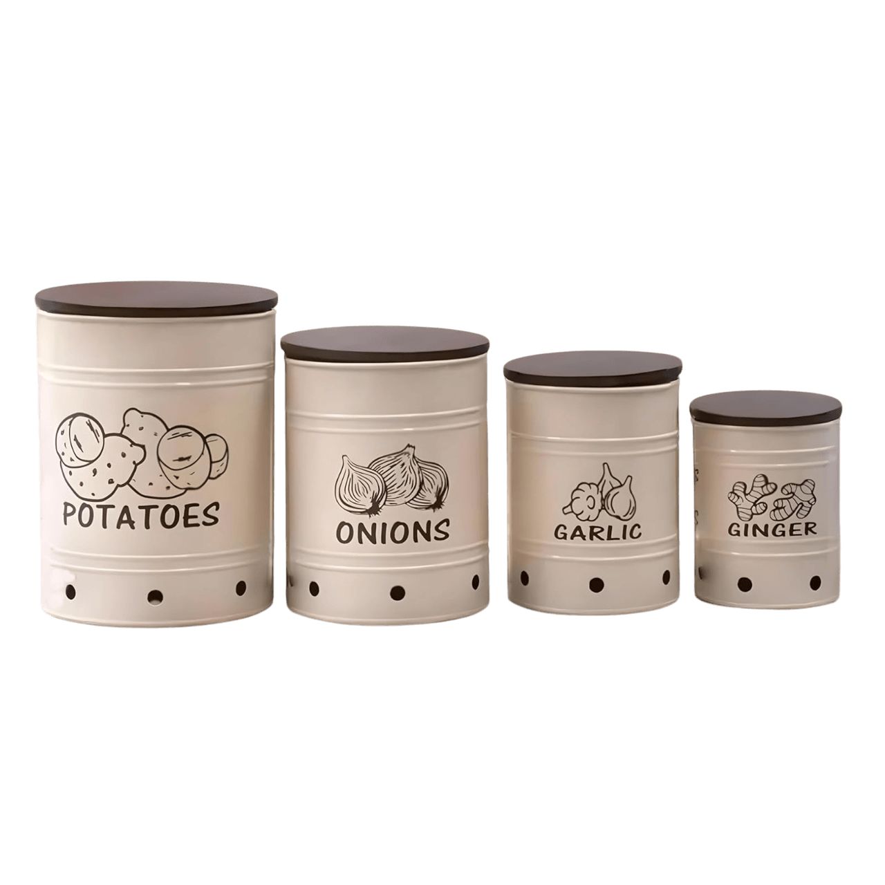 IRON & WOOD KITCHEN CONTAINER (COLOR) SET OF 4